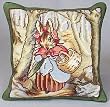 Mrs Rabbit in the Woods Needlepoint Pillow - 14 inches