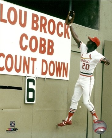 Lou Brock St. Louis Cardinals Leaping Catch 8x10 Photo