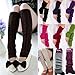 FUNOC Women's Winter Warm Leg Warmers Cable Knit Knitted Crochet Long Socks - Black