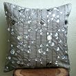 Diamond Strings - Throw Pillow Covers - Silk Pillow Cover with Crystals & Sequin Embroidery