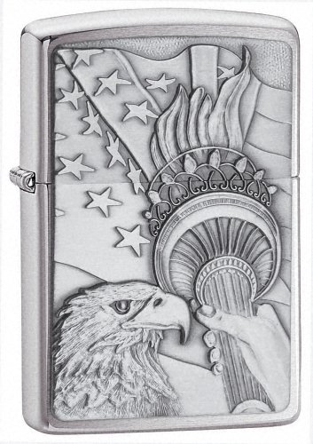Zippo Lightrer Something Patriotic Emblem, Brushed Chrome