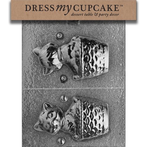 Dress My Cupcake DMCA021 Chocolate Candy Mold, 3D Cat In A Basket