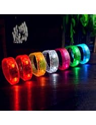 Sports: Nickys Gift Voice Control LED Light Glows Wristbands Bracelet Bangle Party Rave Concert White - Nicky's Gift