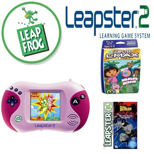 Leapfrog Leapster 2 Pink Educational Arcade Game Outfit Leapster Educational Game Dora The Explorer Wildlife Rescue And Leapster Batman Multiply Divide And Conquer