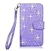 HTC Desire 610 Case - Cellularvilla Pu Leather Wallet Card Flip Open Pocket Case Cover Pouch for HTC Desire 610 (Purple Glitter)