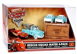 Disney / Pixar CARS TOON 1:55 Die Cast Car Rescue Squad 4-Pack #1 (Dr. Mater, Burnt McQueen, Nurses Mia and Tia)