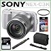 Sony Alpha NEX-C3K 16 MP Compact Interchangeable Lens Digital Camera in Silver with Sony SEL1855 18-55mm Zoom Lens + Sony 8GB SDHC + Hoya Lens Filter + Sony Case + Accessory Bundle