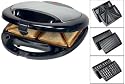 LUXUS 3 IN 1 DOPPEL WAFFELAUTOMAT - DOPPEL SANDWICHTOASTER - KONTAKTGRILL MIT BACKAMPEL UND STARKEN 750 WATT EDELSTAHL NEU + OVP