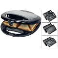 Edelstahl Doppel - Waffeleisen 3 in 1 (Sandwichtoaster, Kontaktgrill, Austauschbare Platten, Antihaftbeschichtung, 750 Watt) NEU + OVP