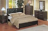 4pc Contemporary Dark Wood Queen Size Bed Set w/Night Stand & Dresser