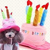 Mkono Cute Birthday Hat with Cake & Candles Party Costume Headwear for Small Dogs & Cats
