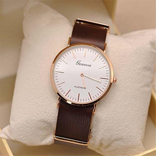 Buyterest Geneva New Women Fashion Super Thin Dial Brown Leather Band Quartz Dress Wristwatch