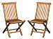 2 X SOLID WOODEN TEAK GARDEN FOLDING CHAIRS