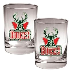Milwaukee Bucks NBA 2pc Rocks Glass Set - Primary Logo by Great American Products