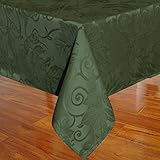 Eforcurtain Waterproof/stain Resistant /Spill-proof Fabric Table Cover Leaf Floral Oblong Tablecloth Dark Olive Green, 60inch By 102inch