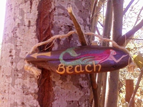 Red haired mermaid 'BEACH' driftwood sign