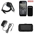 Nokia E72 Combo Premium Feel Black Silicon Skin case Faceplate Cover + Rapid Car Charger + Home Wall Charger + Black Horizontal Leather Pouch for Nokia E72