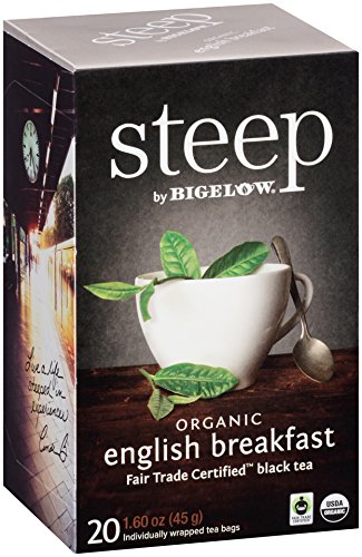 Steep by Bigelow Organic English Breakfast Tea, 20 Count (Pack of 6)