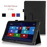 VSTN® Dell venue 11 pro (windows 8.1) ultra-thin Multi-Angle Stand Slim-Book PU Leather Cover Case, Only fit Dell venue 11 pro 5130, 7130 version tablet (For Dell Venue 11 Pro, Black)