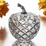 CRYSTAL APPLE COVERED BOX WITH SILVER STEM