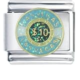 Las Vegas $10 Chip Italian Charms Bracelet Link