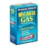 Mylanta Simethicone Maximum Strength Anti-Gas Chewable Tablets, Cherry, 125 mg, 24-Count Boxes (Pack of 4)