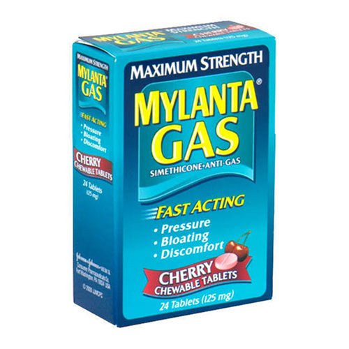 Mylanta Gas Simethicone Anti-Gas, Maximum Strength, Chewable Cherry, 24-Count Tablets (Pack of 4)