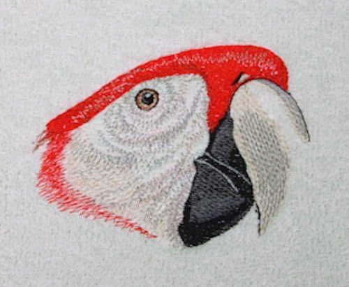 Bath Towel Set with Embroidered Macaw Head - Cream