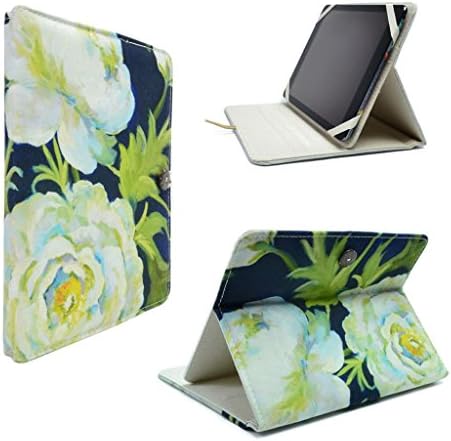 TaylorHe Nel Whatmore Collection Floral Painting Cover for iPad Air / iPad Air 2 / Samsung Galaxy Tab 3 10.1 Folio Case 3 Level Stand Padded Canvas Beautiful Prints Cream Blue