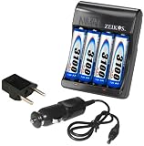 Zeikos ZE-QC4000 Rapid AA/AAA Battery Charger AC/DC with Four 3100mAh AA Batteries