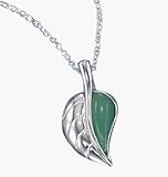 Avon Sterling Silver Genuine Aventurine Leaf Necklace