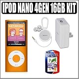 Apple iPod nano 16GB Orange (4th Generation) w/ Accessory Bundle