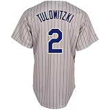 MLB Men's Colorado Rockies Troy Tulowitzki Gray/Purple Pinstripe Road Short Sleeve 6 Button Synthetic Replica Baseball Jersey Fall 2009  (Gray/Purple Pinstripe, Medium)