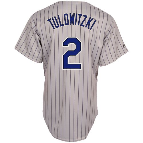 MLB Men's Colorado Rockies Troy Tulowitzki Gray/Purple Pinstripe Road Short Sleeve 6 Button Synthetic Replica Baseball Jersey Fall 2009  (Gray/Purple Pinstripe, X-Large)