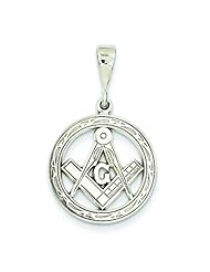 14K White Gold Polished Small Masonic Charm Jewelry