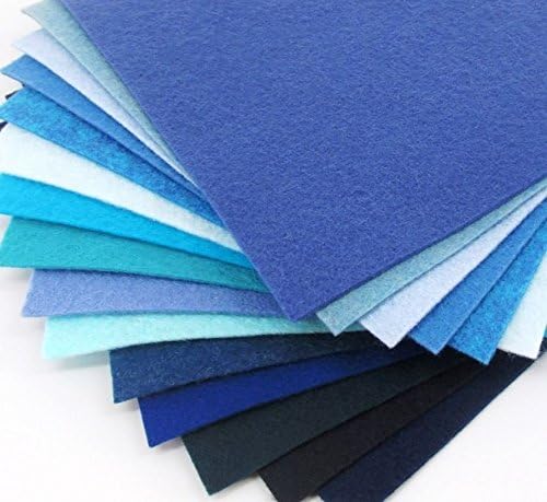15 Felt Sheets Squares 6"X6" Blue Colors Collection Merino Wool blend Felt Sheets Crafts Sewing Fabric Crafts DIY 2.5 mmThick