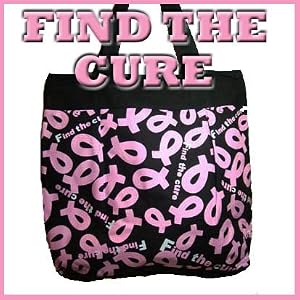 Pink Ribbon Breast Cancer Awareness Find the Cure Tote Handbag Purse