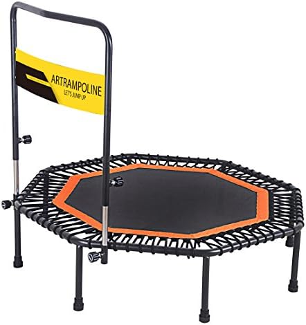 Artrampoline Portable Trampoline Fitness Jumper Body Workout Exercise Bouncer Black with Handrail