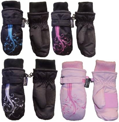 N'ice Caps Girls Flower Scroll Print Ski Mitten