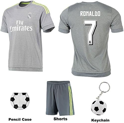 Ronaldo #7/ Bale #11 Soccer Jersey T-Shirt Shorts Kit Youth Sizes with Backpack or with Arm Sleeve Home/Away