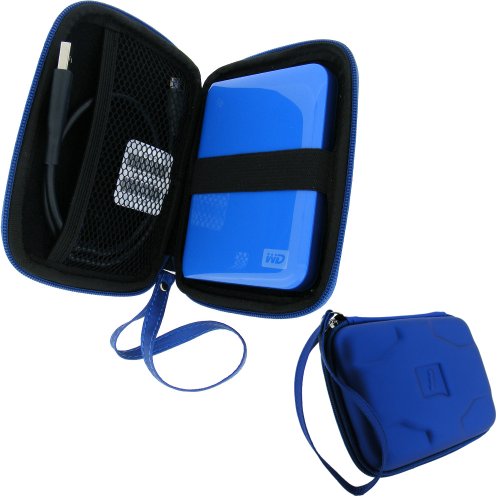 iGadgitz Blue EVA Hard Case Cover Suitable for Western Digital My Passport Essential & Essential SE Ultra Edition USB Portable External Hard Drives 160gb, 250gb, 320gb, 500gb, 750gb & 1TB (Suitable for Ultra vers released Aug 2009)