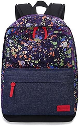 Starry Sky Printing Canvas Shoulder Travel Leisure Backpack Bags For Teenager Girls Boys Purple