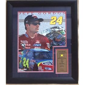 Jeff Gordon Race Used Car Piece Includes 11" x 14" Photograph With Piece of Racecar in a 21" x 29" Deluxe Photograph Frame