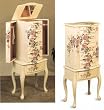Floral Design White Finish Wood JEWELRY ARMOIRE