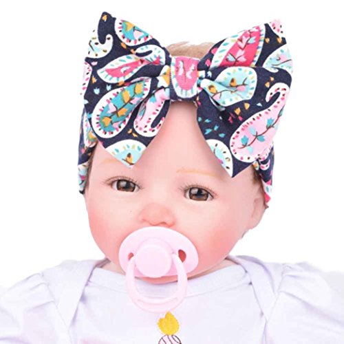 Baby Girls Headband,Canserin Infant Bowknot Turban Headwrap Hairband (B)