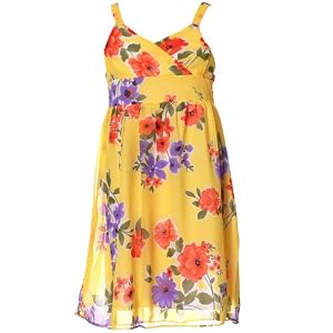 RMLA Girls Yellow Sleeveless Floral Easter Spring Summer Dress 7-14