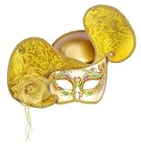 Gold Venetian Half Mask with Hat