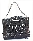 Black Leather Handbag - Black Patent Hobo, Satchel or Shoulder Bag with Sequin