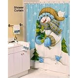 Snowman Shower Curtain - Blue (70x72