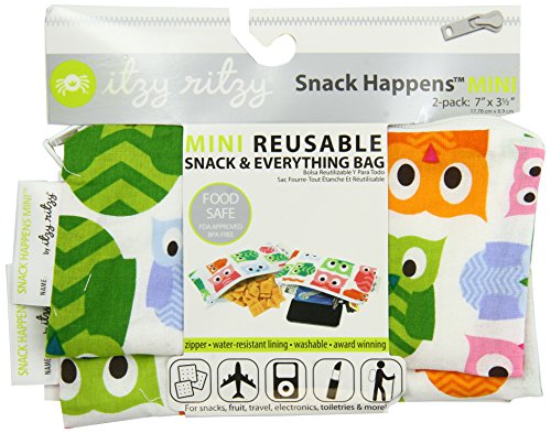 Itzy Ritzy Snack Happens Mini Reusable Snack Bag, Hoot